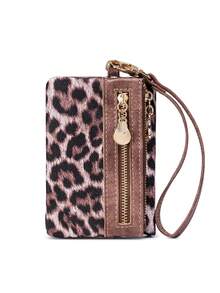 FOREVER MIYIN Billeteras pequeñas con correa de muñeca con estampado de leopardo minimalista para mujeres, billetera con múltiples ranuras para tarjetas, billetera de muñeca plegable, uso diario, útiles escolares, monedero - Multicolor - Ver 16