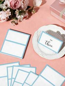 30/10pcs Pink & Blue Gender Reveal Place Cards, Folded Table Cards, Perfect For Wedding Place Cards, Buffet Food Labels, Banquet Tables, Cocktail Parties And Name Cards, Boy/Girl Birthday Party Thank You & Blessing Cards, Baby Shower - Multicolor - View 6