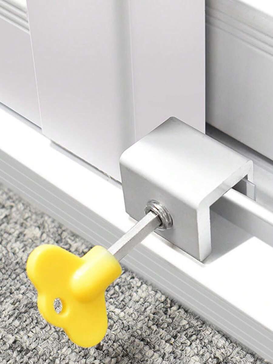 5pcs/Set Adjustable Window Lock, Aluminum Alloy Window Stopper With Key, Sliding Window Lock, Suitable For Fixed Window Lock Clip Of Horizontally Sliding Doors And Windows - Multicolor - View 1