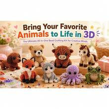 成人與青少年動物串珠迷你 3D 串珠動物 DIY 套裝，包含彩色珠子與說明書，適用於創意手工珠寶藝術手工藝套件 - 彩色 - 查看 7
