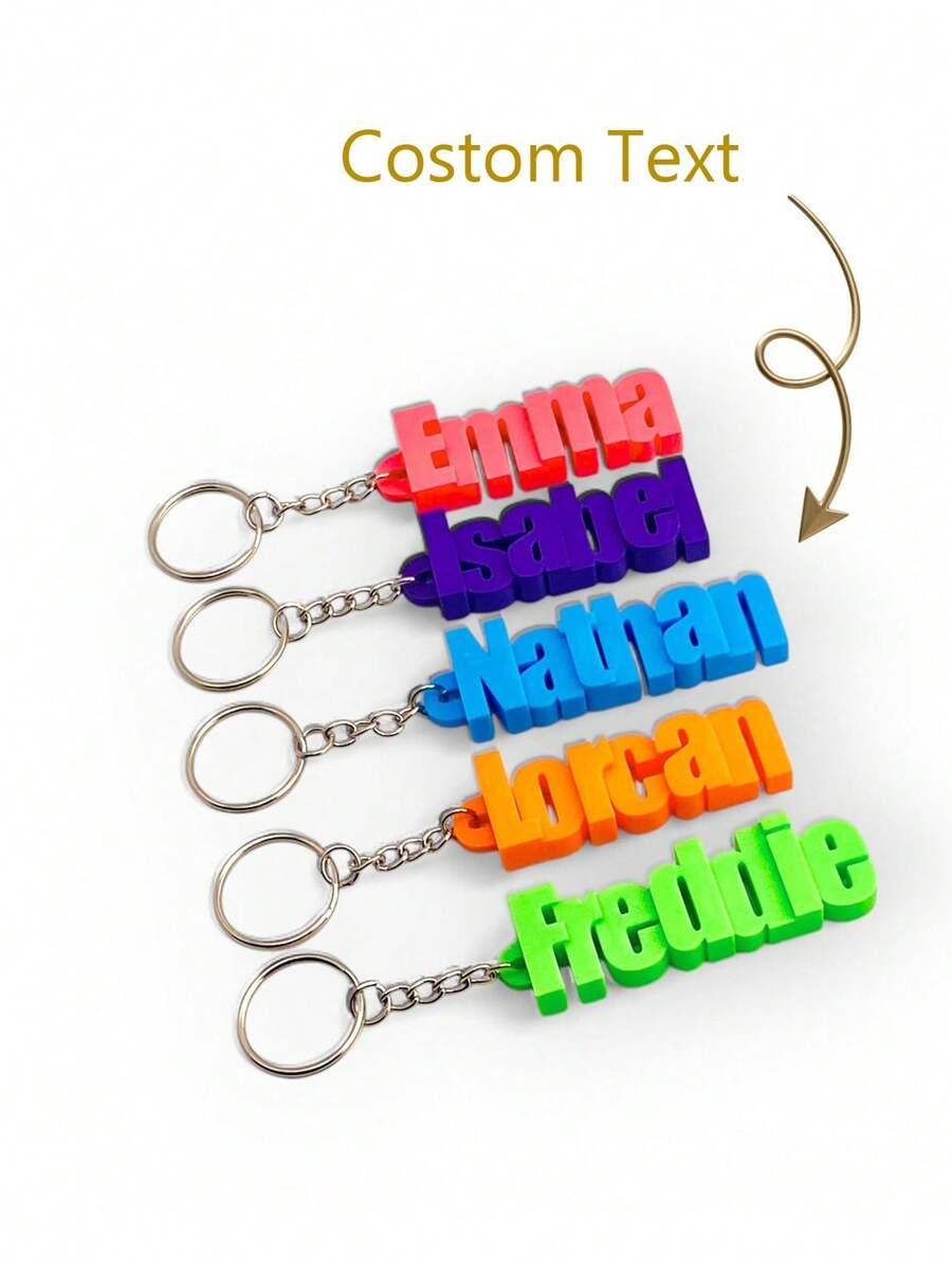 Personalized 3D Printed Name Keychain - Party Bags Or For School Bags - Multicolor - View 1