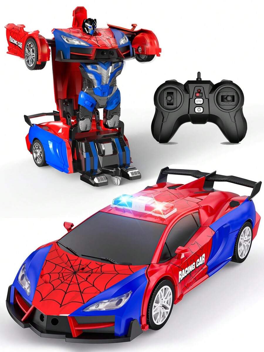 1 buah Mobil Transformasi Laba-laba Kendali Jarak Jauh, Mainan Mobil RC Transformasi Laba-laba, Robot Mobil Kendali Jarak Jauh 2-in-1, Mobil Robot Mainan Transformasi Laba-laba Kendali Jarak Jauh 2.4Ghz, Mobil Polisi Kendali Jarak Jauh dengan Lampu Peringatan LED, Transformasi Satu Tombol dan Mainan Robot Berputar 360° Kecepatan Tinggi, Demonstrasi Otomatis Satu Tombol, Mainan Transformasi Cocok untuk Anak Laki-laki/Perempuan Usia 3-4-5-6-7-9+, Hadiah Kejutan Ulang Tahun, Hadiah Natal