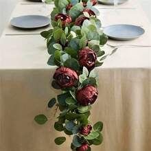 1pc/2pcs Artificial Peony Vine - Suitable For Porch Wall, Holiday Party, Courtyard Garden, Wedding Arch Decoration And Table Centerpiece Decoration - Burgundy - View 3