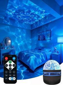 Luz Proyectora de Ola Soñadora, Lámpara RGB Alimentada por USB con Control Remoto para Noches Relajantes & Vibras de Fiesta - luz policromática - Ver 10