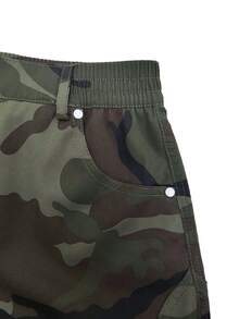 Women's Spring/Autumn Casual Fashion Straight Leg Outdoor Camouflage Cargo Pants Vacation Style - Army Green - View 6