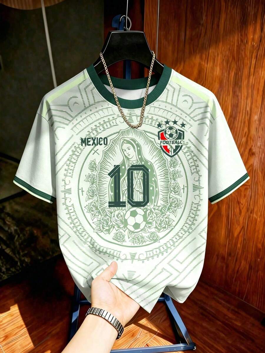 Men's Aesthetic Soccer Jersey, Mexico No. 10 Design, Inspired By The World Cup, Ideal For Matches, Street Wear, Parties And Everyday Use, For Men, Teens And Fans - 白色 - 查看 1