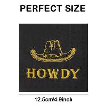 20/40/60入 西部派對餐巾紙 HOWDY 印花一次性雞尾酒餐巾紙，適用西部主題生日、Last Rodeo、單身派對用品、嬰兒淋浴裝飾 - 查看 3