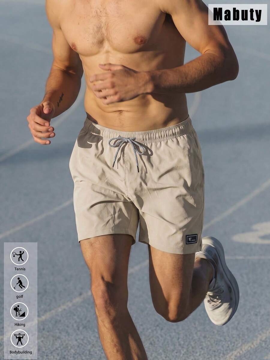 男士運動短褲，彈性運動短褲，附彈性抽繩腰頭與側邊口袋，適合跑步、網球、高爾夫、健身房、健行、健身鍛鍊，夏季穿著