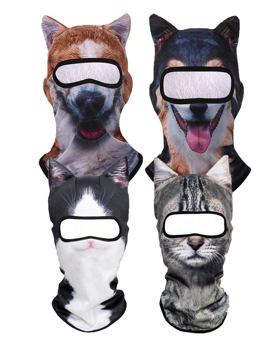 1件/2件創意3D動物臉耳部頭套,中性透氣防曬全臉面罩,適合戶外跑步、騎單車、釣魚、徒步 - 款式1 - 查看 1