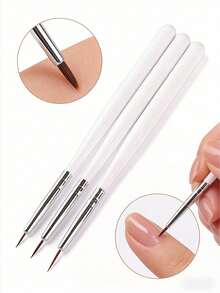 3pcs Ultra-Fine Nail Art Brushes Set - White Handle Professional Detail Painting Brushes For Line Drawing, Dotting, DIY Nail Art Design And Nail Care - Multicolor - View 10