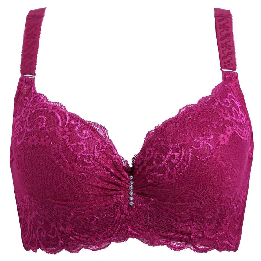 Plus Size Adjustable Lace Sexy Bra With Underwire, Push-Up, Slim Style For Women. - Putih - View 1