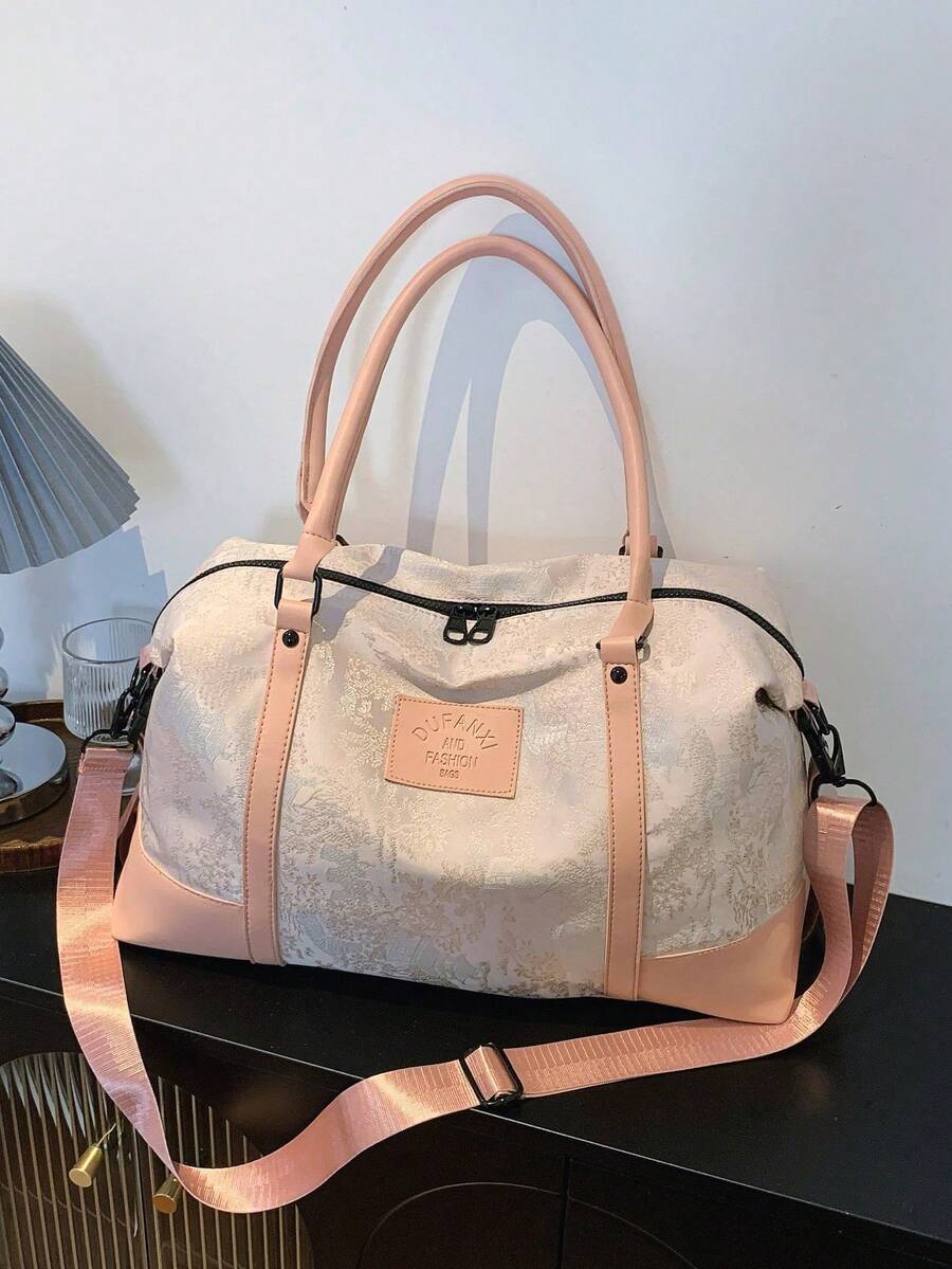 New Fashion Travel Bag, Single Color Minimalist Niche Design With Sequins, Elegant, Popular And Cool, Suitable For Short Trips, Fitness, With Separate Shoe Compartment. - 玫紅色 - 查看 1