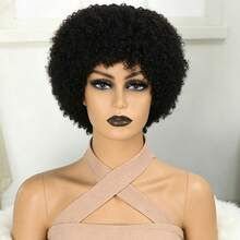 Short Afro Kinky Curly Human Hair Blonde Color 6inch 200% Density Wig Brazilian Remy Human Hair Wigs For Women Machine Made Suitable For All Kinds Of People 1B And 27# Color - Multicolor - View 10