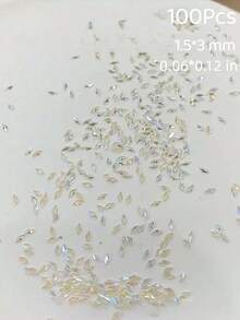 100颗1.5*3毫米迷你透明极光锆石美甲配件，雪花菱形美甲宝石，美甲装饰，锆石美甲用品 - 彩色 - 查看 8