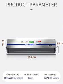 JFBONIN Scelleur sous vide portable sans fil avec affichage du compte à rebours de scellage, ensemble multi-pièces, bouton tactile étanche sous vide 829 - Argent - Voir 12