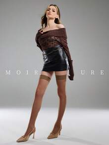 MOIRÉALLURE 1雙大腿高筒襪，適合日常通勤、夜店及各種造型需求 - 棕色 - 查看 2