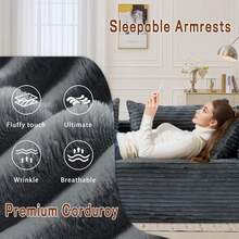 Korser - Camillas seccionales de 108 pulgadas para sala de estar, sofá seccional modular con sillón en forma de L, sofá de nube, cómodo sofá esponjoso de pana con asiento profundo y bolsillos - Gris Carbón - Ver 9