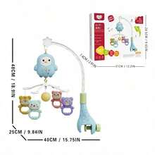 Baby Crib Mobile Toy Rattle With Rotatable And Adjustable Hanging Parts, Soft Light And Music Box, Cute Bird Design, Animal Teether Ring, Adjustable Volume, Ideal Toy For Babies, Perfect Gift And Bedding Decoration For Newborns - Multicolor - View 8