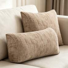 1件客廳沙發靠墊枕頭，柔軟包覆式腰部支撐墊，適用於窗台、榻榻米、辦公室，極簡三角設計 - 卡其色 - 查看 5