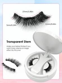 1 Pair Magnetic Eyelashes With Magnetic Applicator, Natural & Thick Reusable Magnetic Lashes Set With Magnetic Brush - Fluffy Lashes - View 4