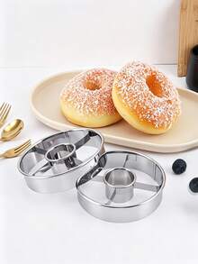 2pcs/1pc Stainless Steel Donut Cutter Mold, Heavy Duty Reusable Dough Cutting Tool, Multifunctional Home Baking Accessory For Homemade Donuts, Bagels & Pastries, Easy Clean Kitchen Bakeware - View 4