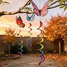 3/1pc Colorful Butterfly Decorative Hanging Rotating Windmill, Outdoor Kindergarten Project Activity Yard Decoration - A - View 3