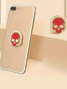 1 pieza Soporte de anillo para teléfono con diseño creativo de calavera de Halloween, rotación de 360 grados, aleación de zinc, soporte de anillo multifuncional, conveniente de usar y transportar. - Multicolor - Ver 5