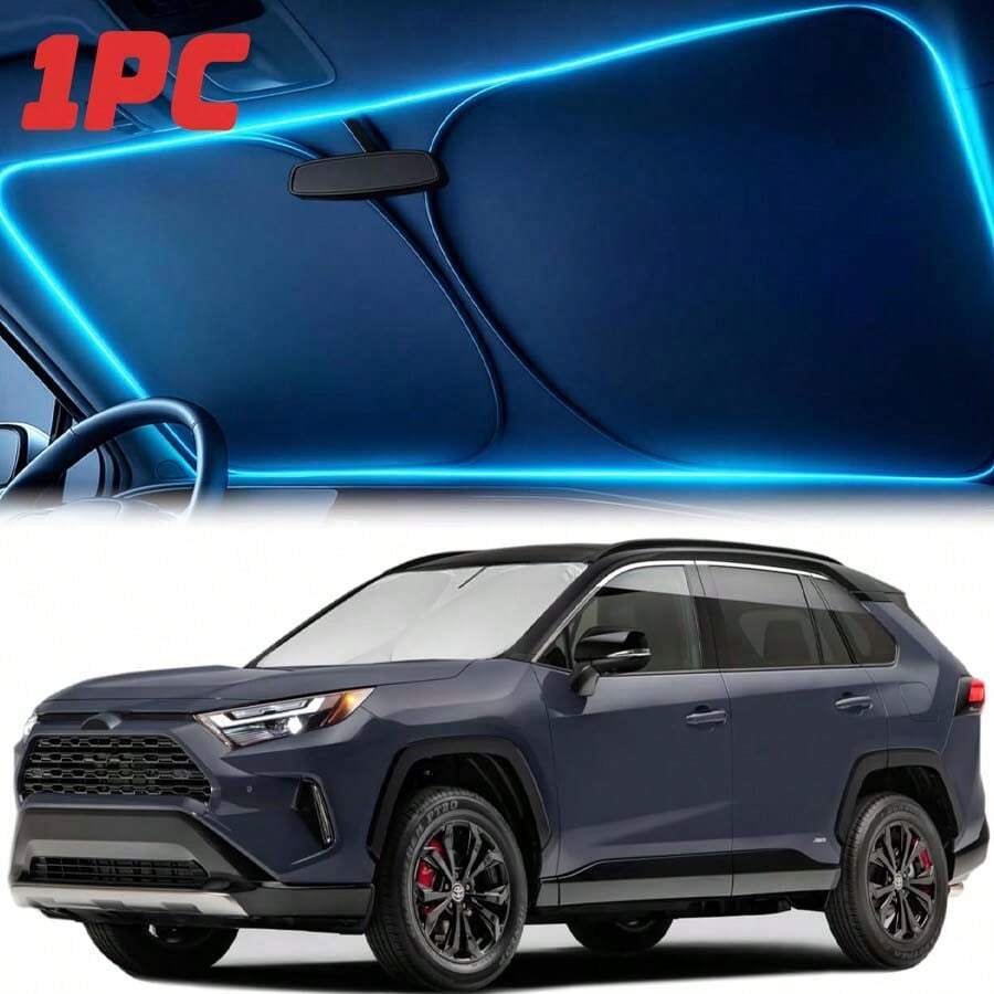 One Windshield Sun Visor To Block UV Rays And Keep The Car Interior Cool. This Universal, Thickened Sun Visor Is Suitable For Most Car Models And Provides Effective Heat Insulation And Shading, Quickly Creating A Cool Driving Environment. - A - View 1