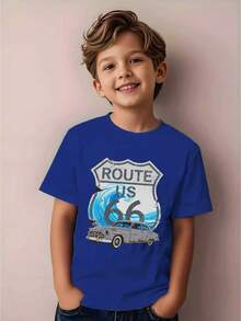 Camiseta de manga corta para niño, estilo retro, con estampado de un coche clásico de la , diseño único y moderno, cómoda y agradable al tacto. - Gris - Ver 7