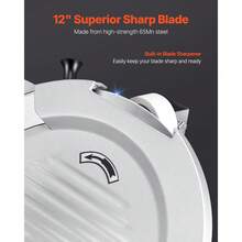 Automatic Meat Slicer, 180W + 370W Deli Slicer With A 12 Inch Premium 65Mn Blade, 0-0.3 Inch Adjustable Thickness, Electric Food Slicer Machine For Meat, Vegetables, Hard Bread, And Cheese - Silver - View 5