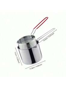 1pc Stainless Steel Frying Pan With Strainer, Small Household Oil Pot, Mini Frying Pan Suitable For Induction Cooker, Micro Frying Pan For Frying Fries, Chicken, Rice, Cauliflower, Chicken Nuggets And Other Ingredients, Convenient And Practical Small Frying Pan - View 13
