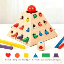 Dual-Play Wooden Pyramid Stick Pull Balance Board Game With Color And Shape Matching. This Multi-Player Family Party Toy Develops Kids'fine Motor Skills And Logical Focus, An Interactive Educational Table Game For Ages 3+ As Birthday Holiday Gifts - Multicolor - View 4