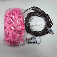 Cherry Blossom Wreath With Lights, USB Powered, With Remote Control, 72 LED Fairy Lights, Perfect For Fireplace, Wedding And Party Indoor Decoration - Pink Flower Vine Lights - View 4