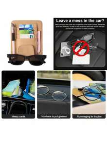 Car Sun Visor Organizer Clip, Multifunctional Interior Glasses Holder, Card Holder, ID Clip, Ticket & Business Card Storage Pouch - A - View 6