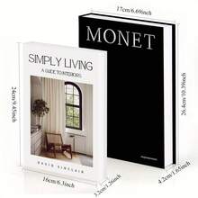 Set Of 2 Decorative Home Books, Open Hidden Storage Boxes - Flip Top Faux Books - Paper Storage Boxes, Suitable For Coffee Table, Bookshelf Or Mantel, For Storing Photos, Keepsakes And Remote Controls - Black-white - View 4