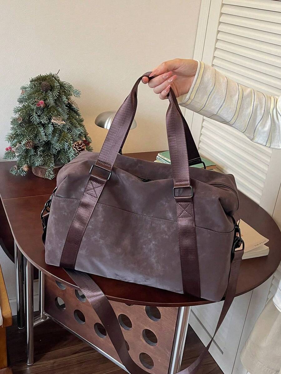 New Fashion Travel Bag, Single Color Minimalist Niche Design With Sequins, Elegant, Popular And Cool, Suitable For Short Trips, Fitness, With Separate Shoe Compartment. - 酒紅色 - 查看 1