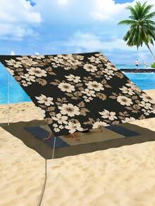 1pc Plant Leaf Floral Print Design Sunshade Awning, Outdoor Shade Cloth And Canopy, 2D Flat Printed Tent, Washable, Suitable For Garden, Camping, Beach, Yard, Poolside And More, Poles Not Included - Multicolor - View 27