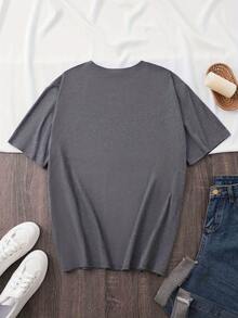 Colorful "Be Kind" Print, 100% Polyester Knit Fabric, All-Season Short-Sleeved T-Shirt, Casual Wear. | Fashionable Casual Top | Stretchy Material, RTNC Women's T-Shirt - 深灰色 - 查看 2