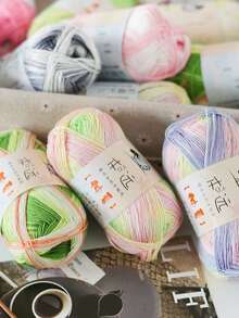 3pcs Gradient Dye Lace Yarn, Bamboo Fiber Yarn Breathable Crochet Yarn, Summer Linen Blend Medium Fine Bamboo Charcoal Thread, Soft Knitting Yarn For Scarves, Cardigans, Autumn Summer Tops, Hats, Sweaters & Shawls DIY Craft Christmas Decoration - Multicolor - View 2