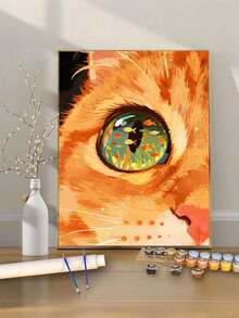 Cat Eye Goldfish DIY Number Painting Handmade Adult Home Decor Wall Art Abstract Canvas Holiday Gift Decorative Painting Handmade Kit Living Room Bedroom Decoration Gift Set - Sets - View 1