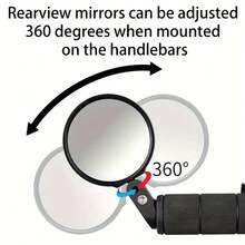 HD Wide-Angle Bike Rearview Mirror - 360° Rotatable Handlebar End Mirrors For Mountain & Road Cycling - Black - View 6