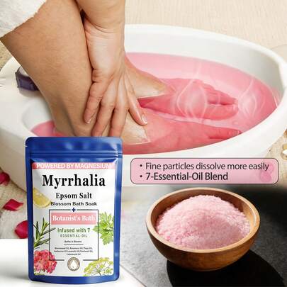 MYRRHALIA 85g/3oz Scented Epsom Salt, DIY Scrub Salt Dry Scrub Paste Bath Soak Travel Size, Contains Plant Essential Oils, Epsom Salt/Epsom Salt Bath Soak/Bath Salts/Epsom Salts For Soaking/Pure Epsom Salt, Bath, Foot Soak, Men And Women Pure Moisturizing Soaking Salt