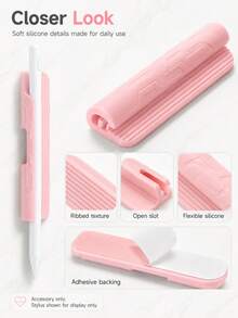 1pc Silicone Stylus Pen Holder, Adhesive-Backed No-Drill Stylus Pen Fixer, Tablet Touch Pen Anti-Loss Pen Stand, Suitable For Tablet/Phone Case/Laptop/Office Study Accessories, Multiple Colors Available - Multicolor - View 5