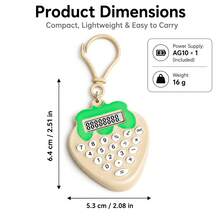 Cartoon Strawberry Pendant Mini Calculator, 5-Color Soft Cute Fruit Shape, Rounded Edgeless Body, Matching Color Hanging Ring, Compact And Portable, Clear Digital Small Screen, Girls' Backpack Charm, Desktop Ornament, Cute And Practical Portable Calculator Accessory - Single Piece - View 2