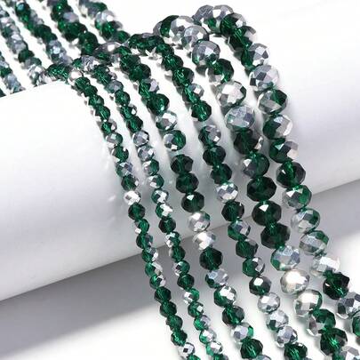 1 pieza Cuentas de cristal austriaco facetado de alta calidad 3/4/6/8mm Agujero Color verde blanco K Cuentas redondas planas brillantes para hacer pulseras, collares, joyería, cuentas de cristal de vidrio, hacer cortinas para el hogar, decoración de acuario, relleno de cuentas brillantes