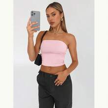 European And American Style Strapless Top For Women, Sheer And Sexy, Summer Sleeveless Top, Women's Fitted Clothing. - 114紅色 - 查看 8