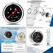 2026NEW0-15 Psi Fuel Pressure Gauge, 1-1/2 Black Dial, 1/8 NPT Back Mount, Silicone Oil Liquid Filled, Stainless Steel Case, Inline Low Pressure Gauge, For Water Oil Pressure Test - 015 Psi - View 1