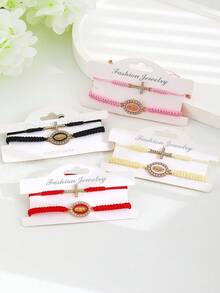 New Fashion Cross Rhinestone Decorated Virgin Mary Handmade Woven Bracelet Set, Suitable For Daily And Holiday Wear, Religious Faith - Multicolor - View 17