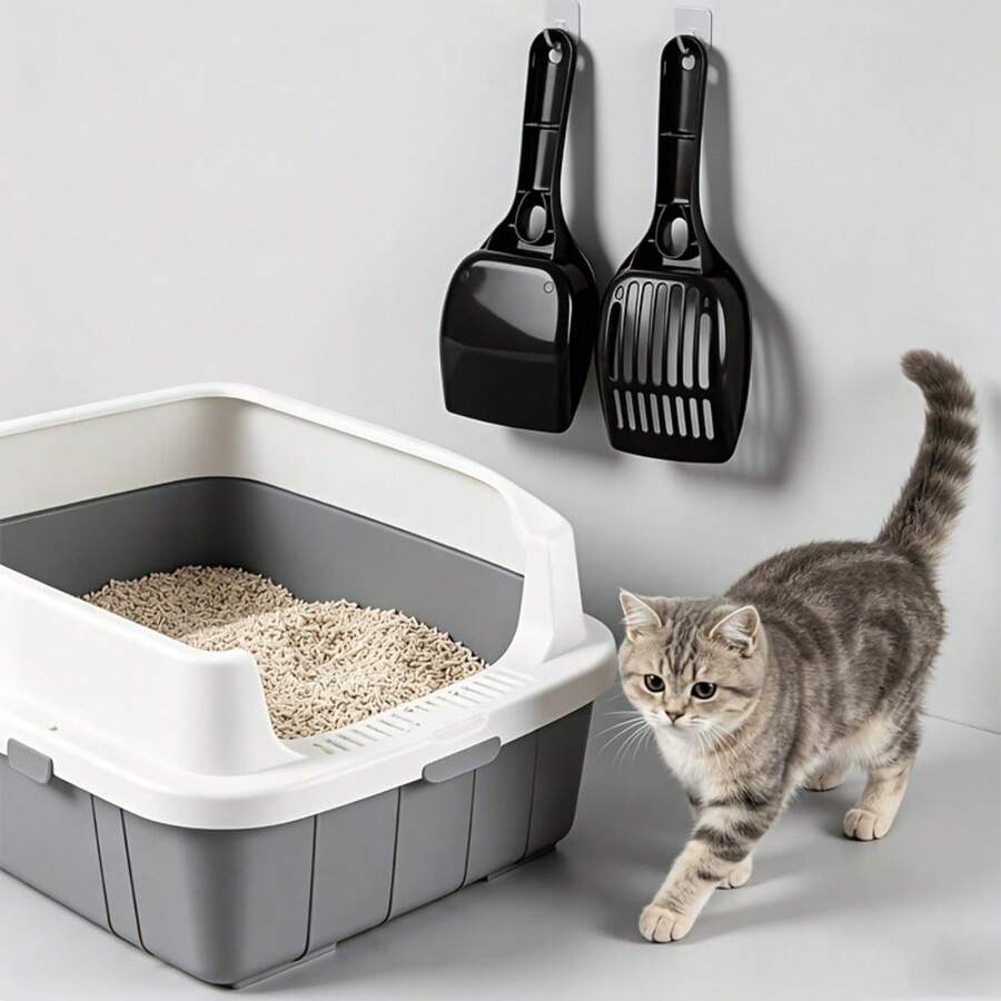 2pcs Cat Litter Scoop Set, Practical Cat Litter Scoop, Deep Scoop Design Easily Sifts Out Cat Litter Waste - View 1