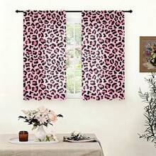2pcs Purple Pink Leopard Print Lightweight Semi-Sheer Curtains, 90GSM Semi-Sheer Privacy Protection, Rod Pocket Installation, Quick Dry Fade-Resistant, Lightweight Washable, Suitable For Home, Room, Kitchen Decor And Space Partition - Multicolor - View 9